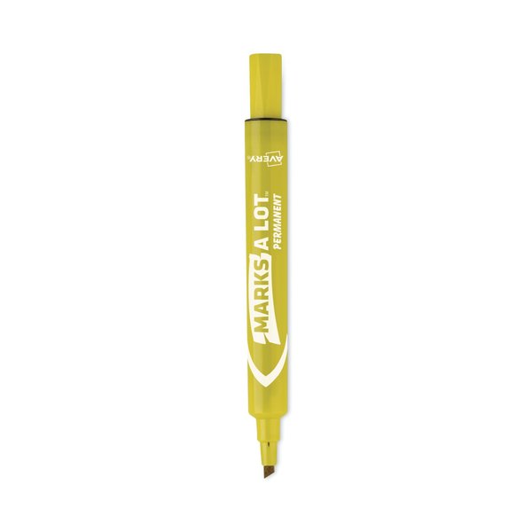 Avery Large Desk-Style Permanent Marker, Broad Chisel Tip, Yellow, PK12 08882